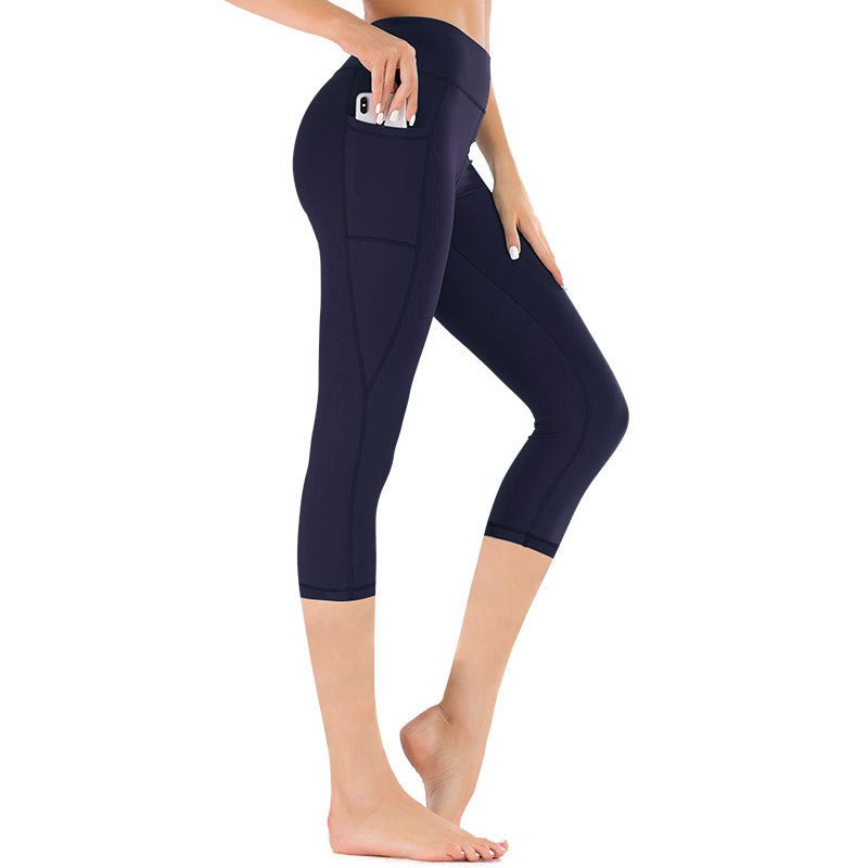 Leggings capri de talle alto para mujer con bolsillo-Leggings for women-Casaluzia