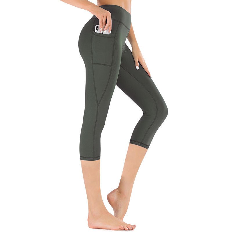 Leggings capri de talle alto para mujer con bolsillo-Leggings for women-Casaluzia