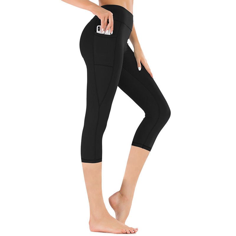 Leggings capri de talle alto para mujer con bolsillo-Leggings for women-Casaluzia