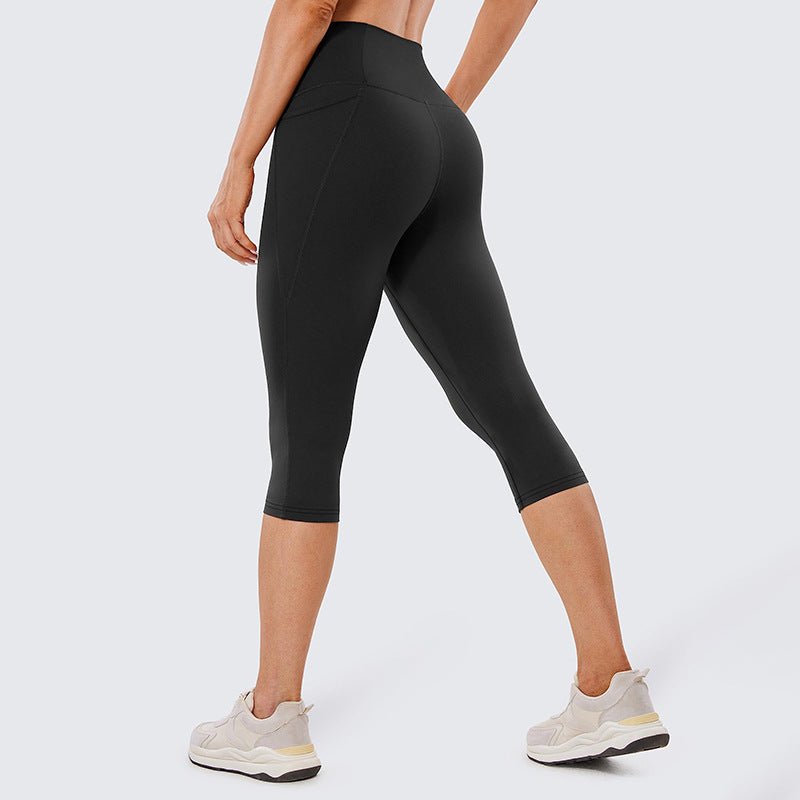 Leggings capri de talle alto para mujer con bolsillo lateral-Leggings for women-Casaluzia