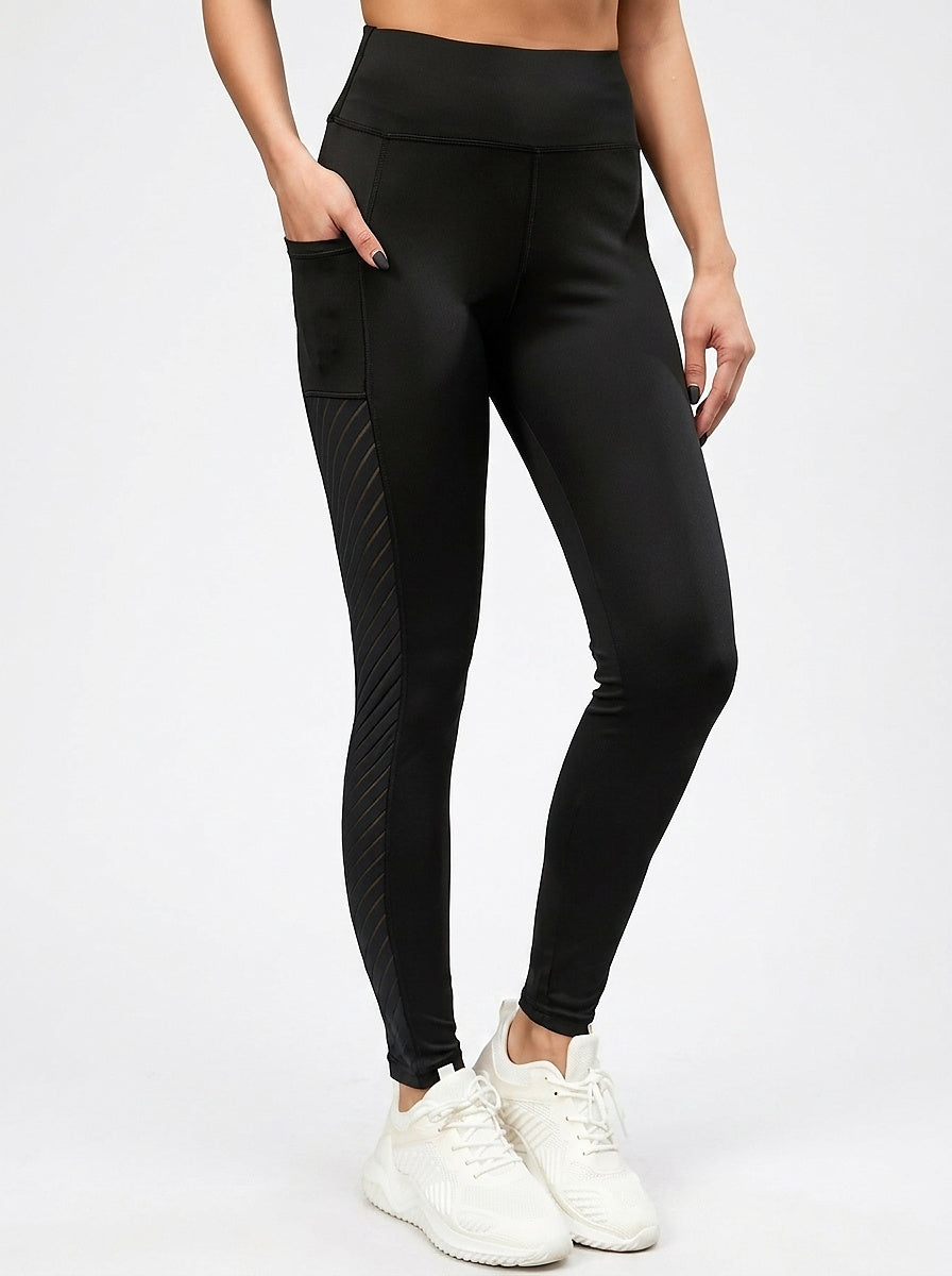 Leggings de talle alto con paneles de malla para mujer-Leggings for women-Casaluzia