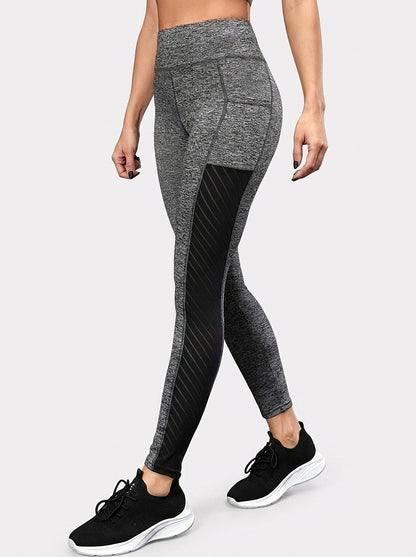 Leggings de talle alto con paneles de malla para mujer-Leggings for women-Casaluzia