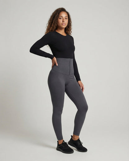 Leggings mujer de tiro alto con cierre de corchetes-Leggings for women-Casaluzia