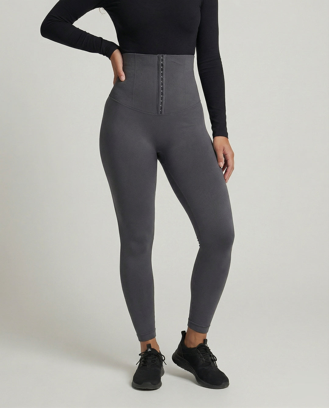 Leggings mujer de tiro alto con cierre de corchetes-Leggings for women-Casaluzia