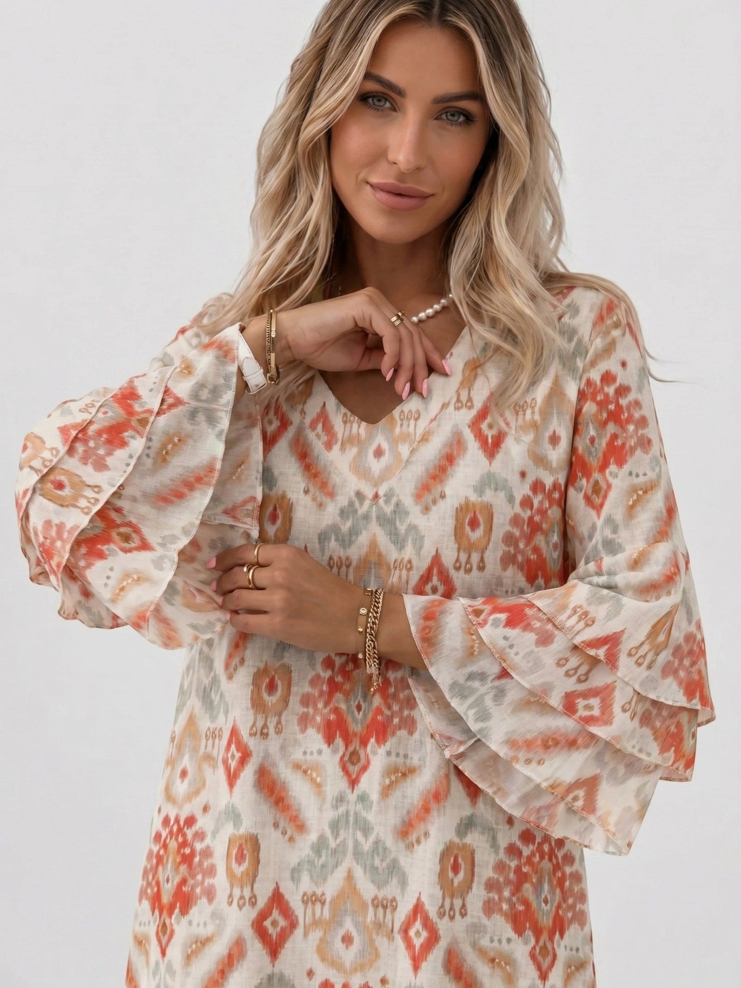 Minivestido con estampado de mármol para mujer-Mini Dress-Casaluzia