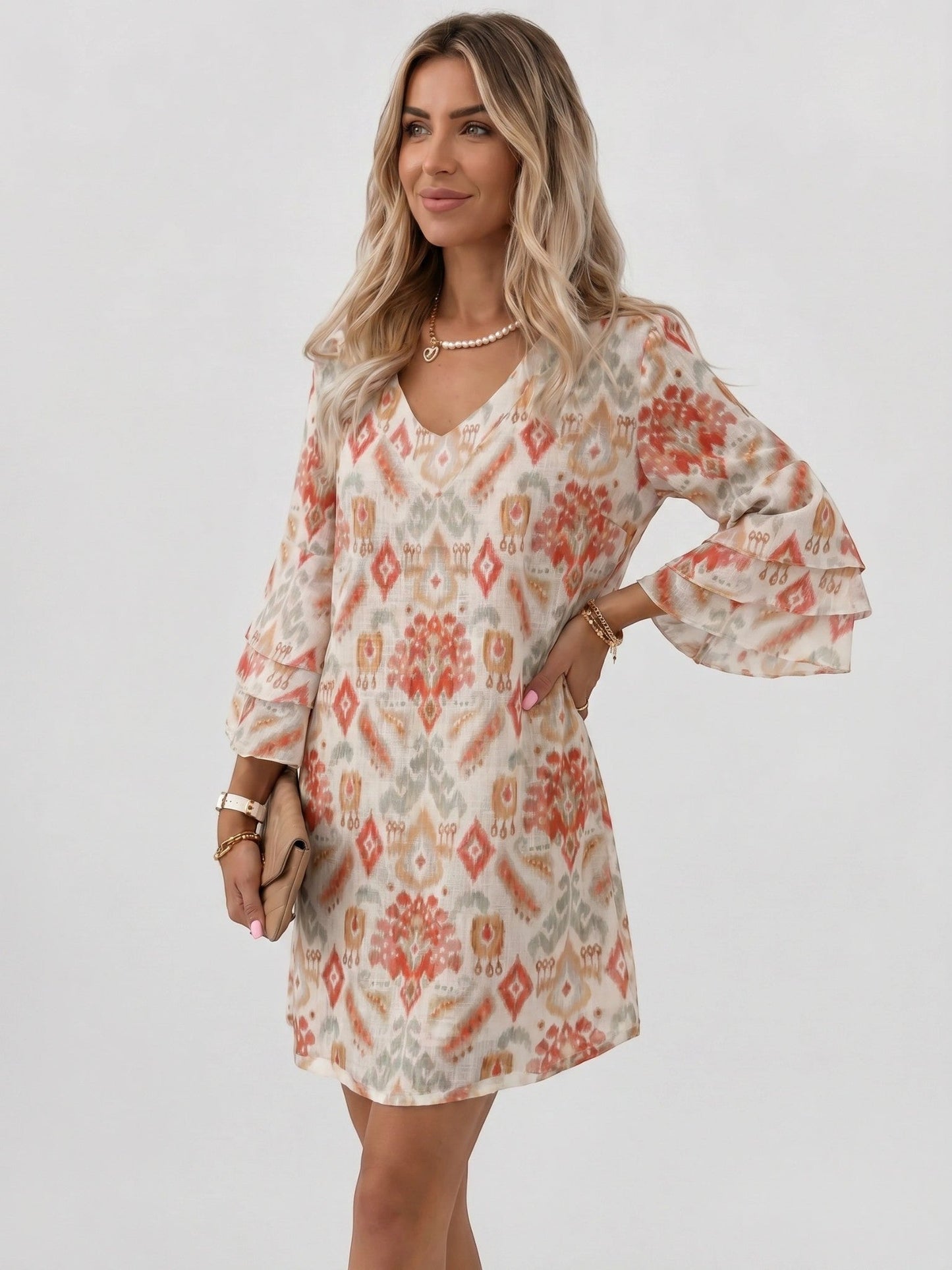Minivestido con estampado de mármol para mujer-Mini Dress-Casaluzia