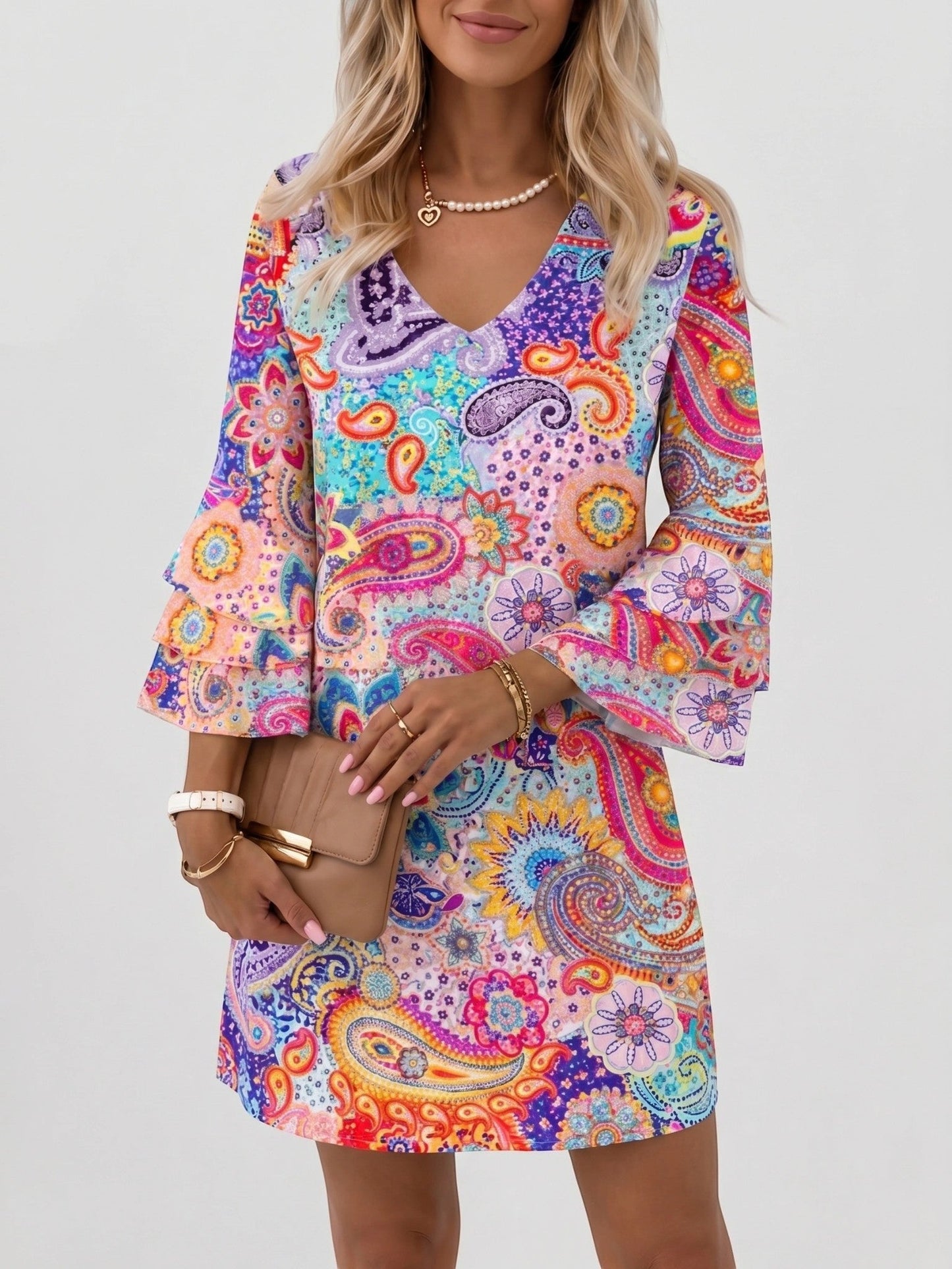 Minivestido con estampado de mármol para mujer-Mini Dress-Casaluzia