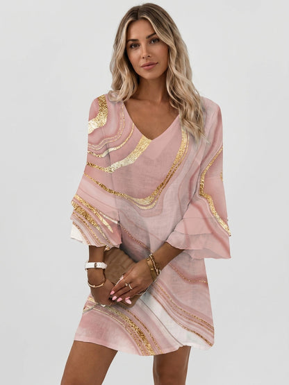Minivestido con estampado de mármol para mujer-Mini Dress-Casaluzia