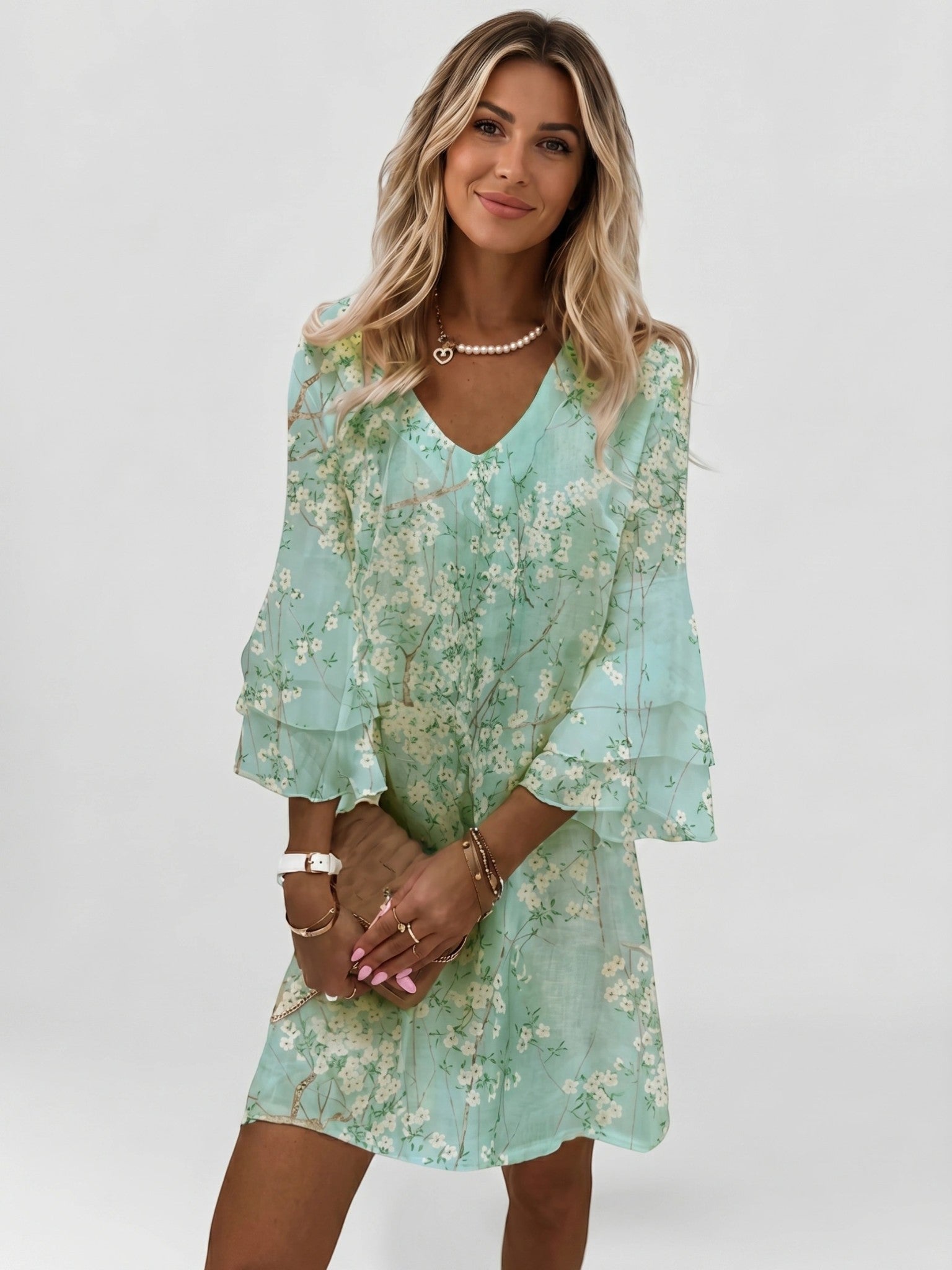Minivestido con estampado de mármol para mujer-Mini Dress-Casaluzia