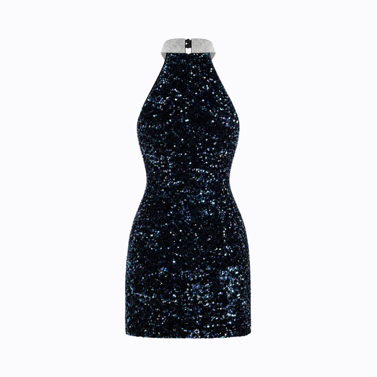 Minivestido halter con lentejuelas para mujer-Mini Dress-Casaluzia
