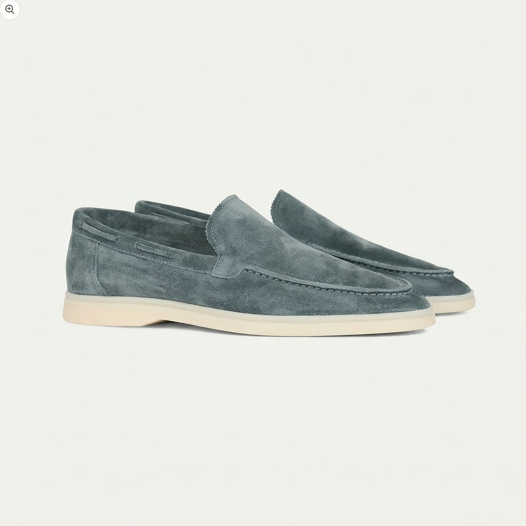 Mocasines de gamuza con punta moc-toe para hombre-Footwear for men-Casaluzia