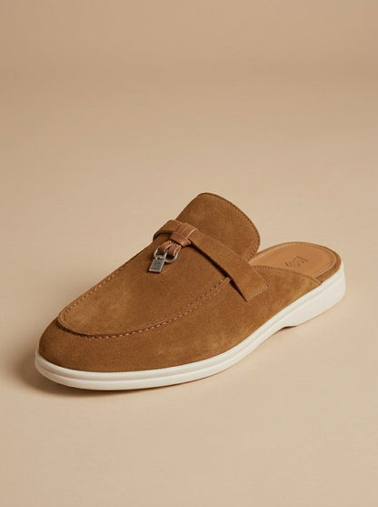 Mocasines de hombre destalonados de ante con detalle metálico-Footwear for men-Casaluzia