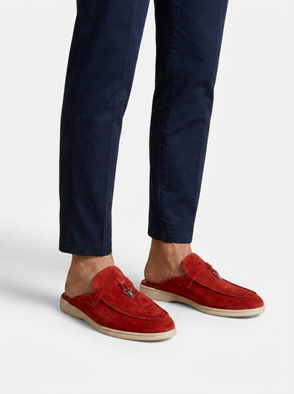 Mocasines de hombre destalonados de ante con detalle metálico-Footwear for men-Casaluzia