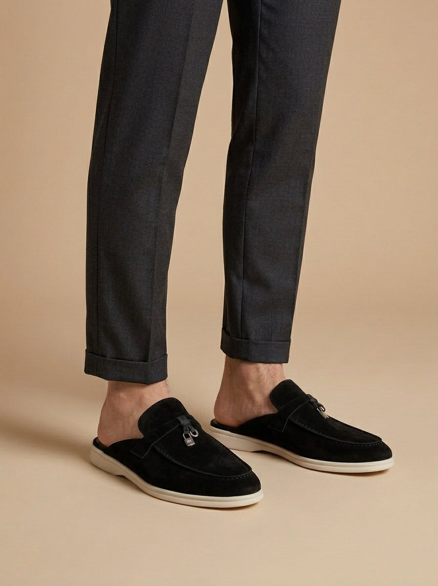 Mocasines de hombre destalonados de ante con detalle metálico-Footwear for men-Casaluzia