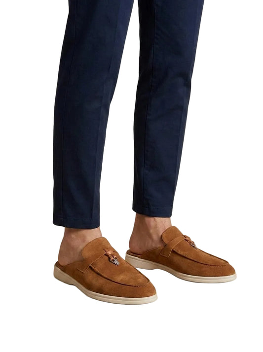 Mocasines de hombre destalonados de ante con detalle metálico-Footwear for men-Casaluzia