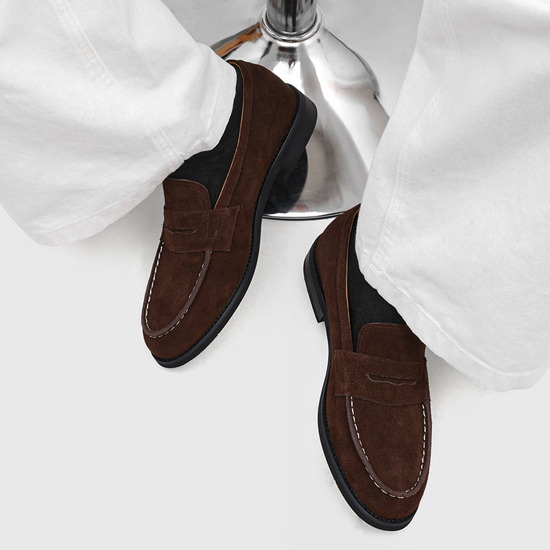 Mocasines Penny de ante para hombre con costuras en contraste-Footwear for men-Casaluzia