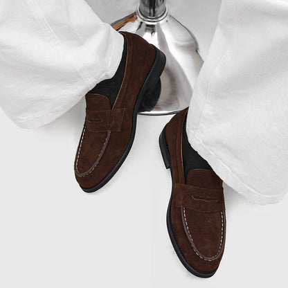 Mocasines Penny de ante para hombre con costuras en contraste-Footwear for men-Casaluzia