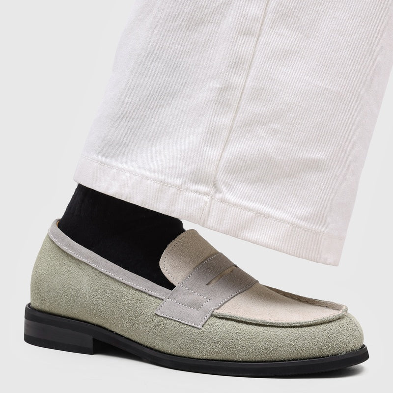 Mocasines Penny de ante para hombre con costuras en contraste-Footwear for men-Casaluzia