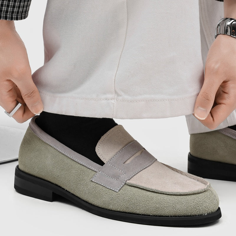 Mocasines Penny de ante para hombre con costuras en contraste-Footwear for men-Casaluzia