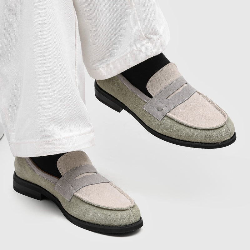 Mocasines Penny de ante para hombre con costuras en contraste-Footwear for men-Casaluzia