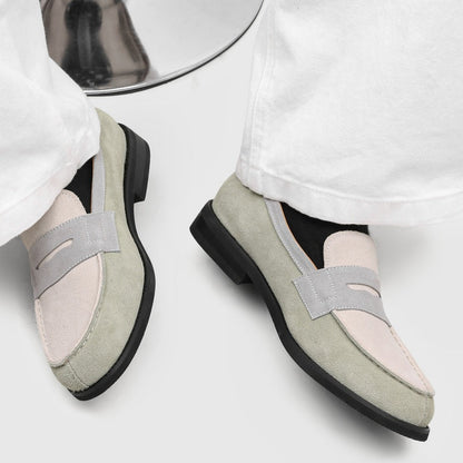 Mocasines Penny de ante para hombre con costuras en contraste-Footwear for men-Casaluzia
