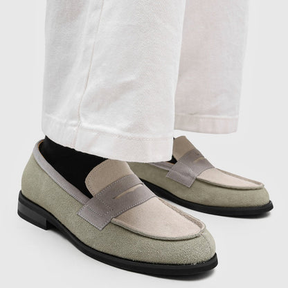 Mocasines Penny de ante para hombre con costuras en contraste-Footwear for men-Casaluzia
