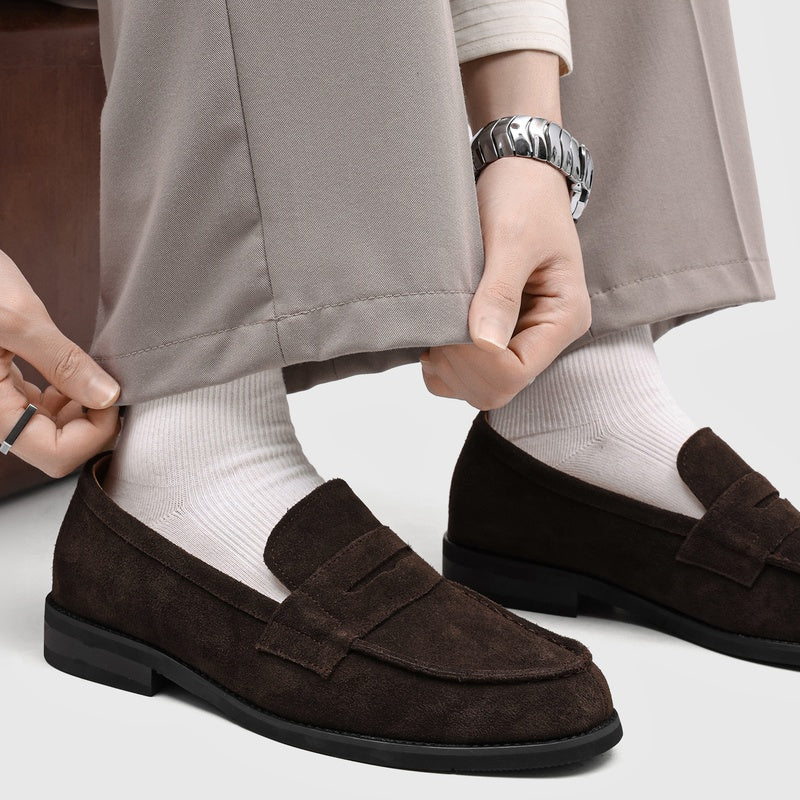 Mocasines Penny de ante para hombre con costuras en contraste-Footwear for men-Casaluzia