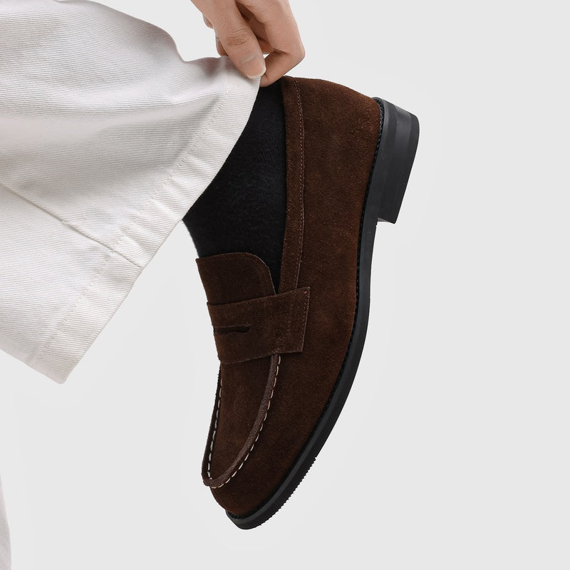 Mocasines Penny de ante para hombre con costuras en contraste-Footwear for men-Casaluzia