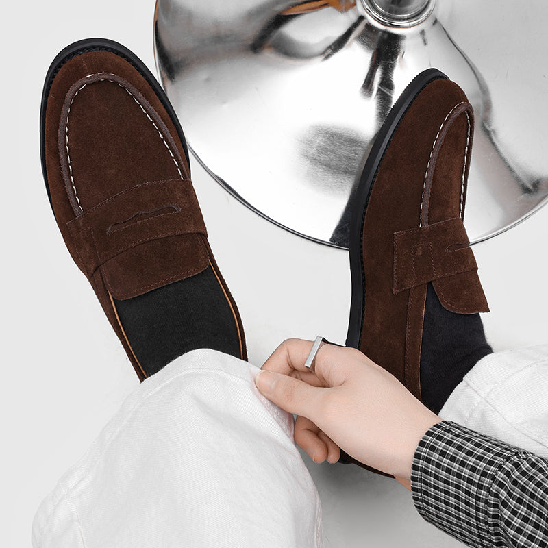Mocasines Penny de ante para hombre con costuras en contraste-Footwear for men-Casaluzia