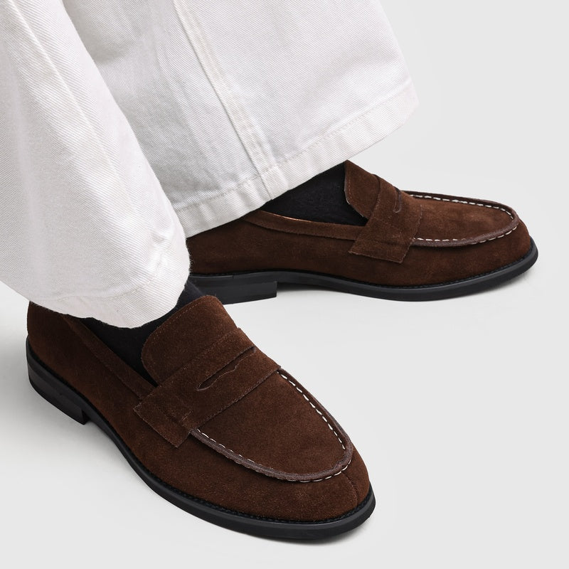 Mocasines Penny de ante para hombre con costuras en contraste-Footwear for men-Casaluzia