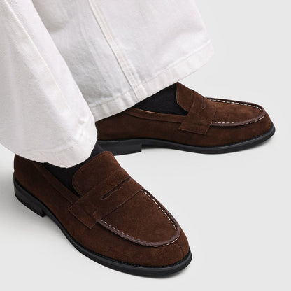 Mocasines Penny de ante para hombre con costuras en contraste-Footwear for men-Casaluzia