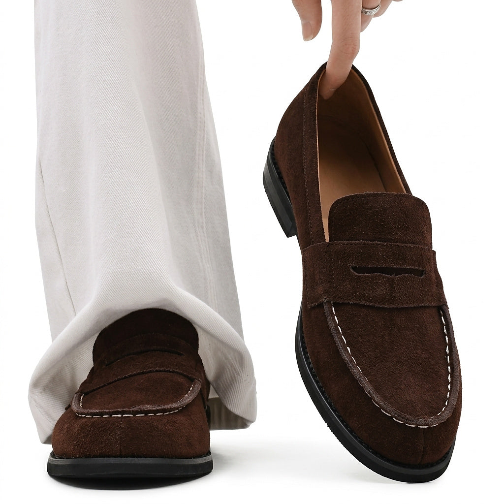 Mocasines Penny de ante para hombre con costuras en contraste-Footwear for men-Casaluzia