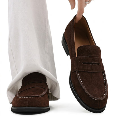 Mocasines Penny de ante para hombre con costuras en contraste-Footwear for men-Casaluzia