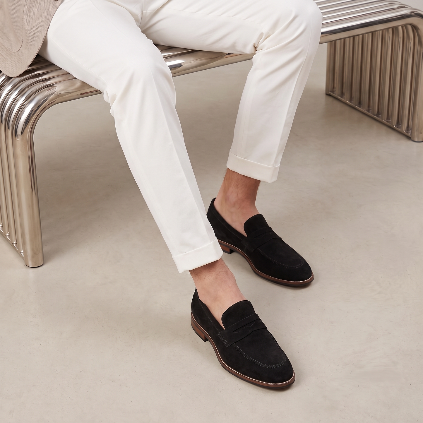 Mocasines Penny de ante para hombre con puntera tipo delantal-Footwear for men-Casaluzia