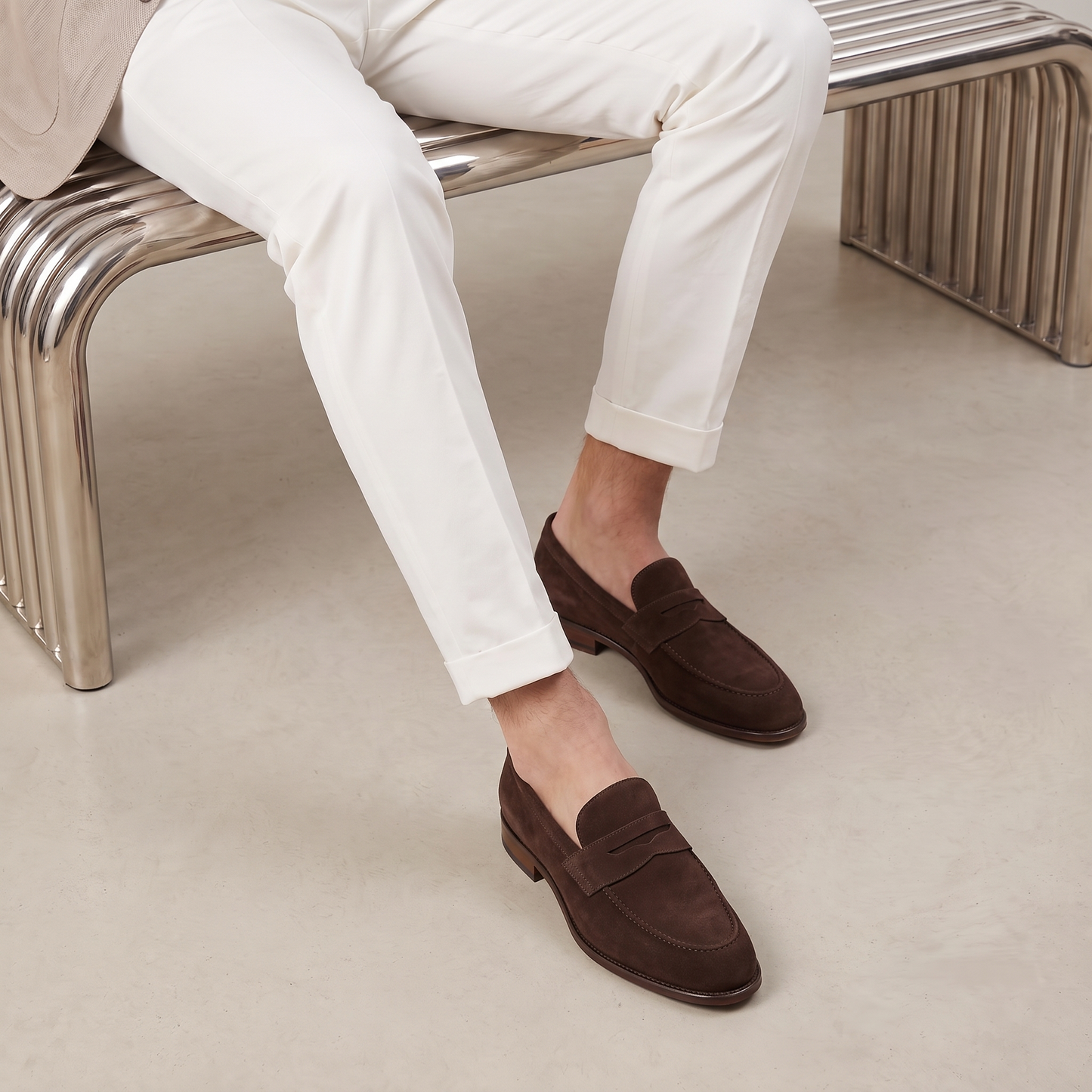 Mocasines Penny de ante para hombre con puntera tipo delantal-Footwear for men-Casaluzia