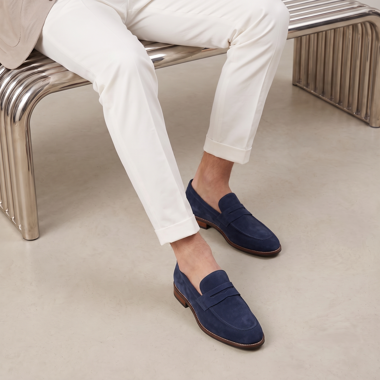 Mocasines Penny de ante para hombre con puntera tipo delantal-Footwear for men-Casaluzia