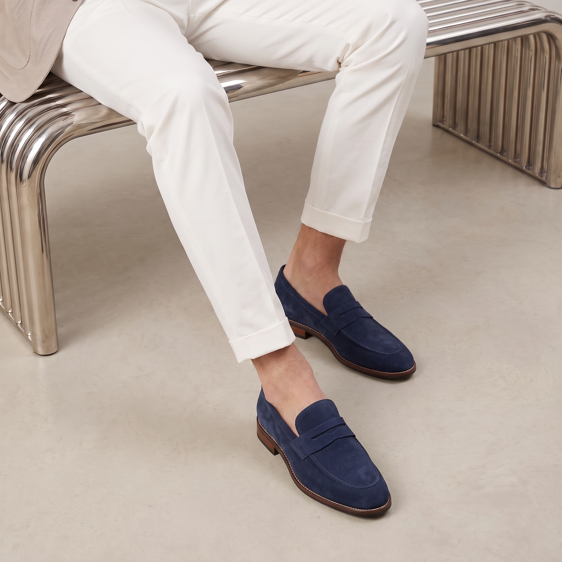 Mocasines Penny de ante para hombre con puntera tipo delantal-Footwear for men-Casaluzia