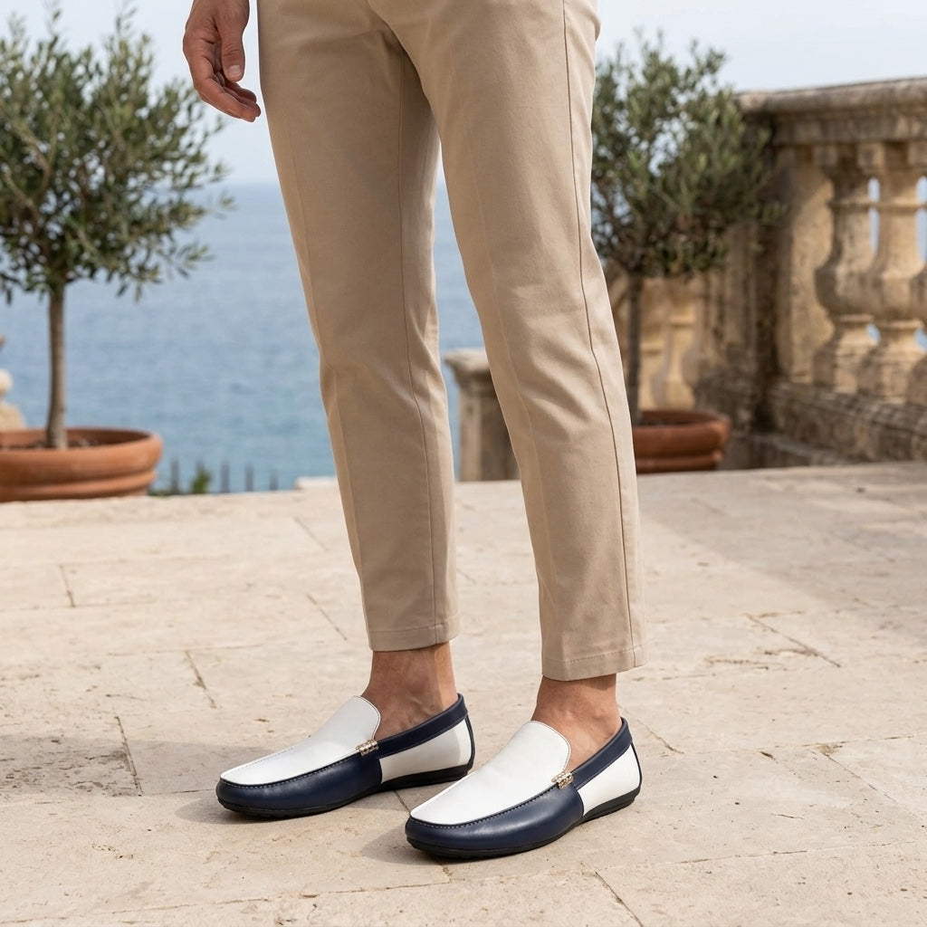 Mocasines sin cordones de dos tonos para hombre-Footwear for men-Casaluzia