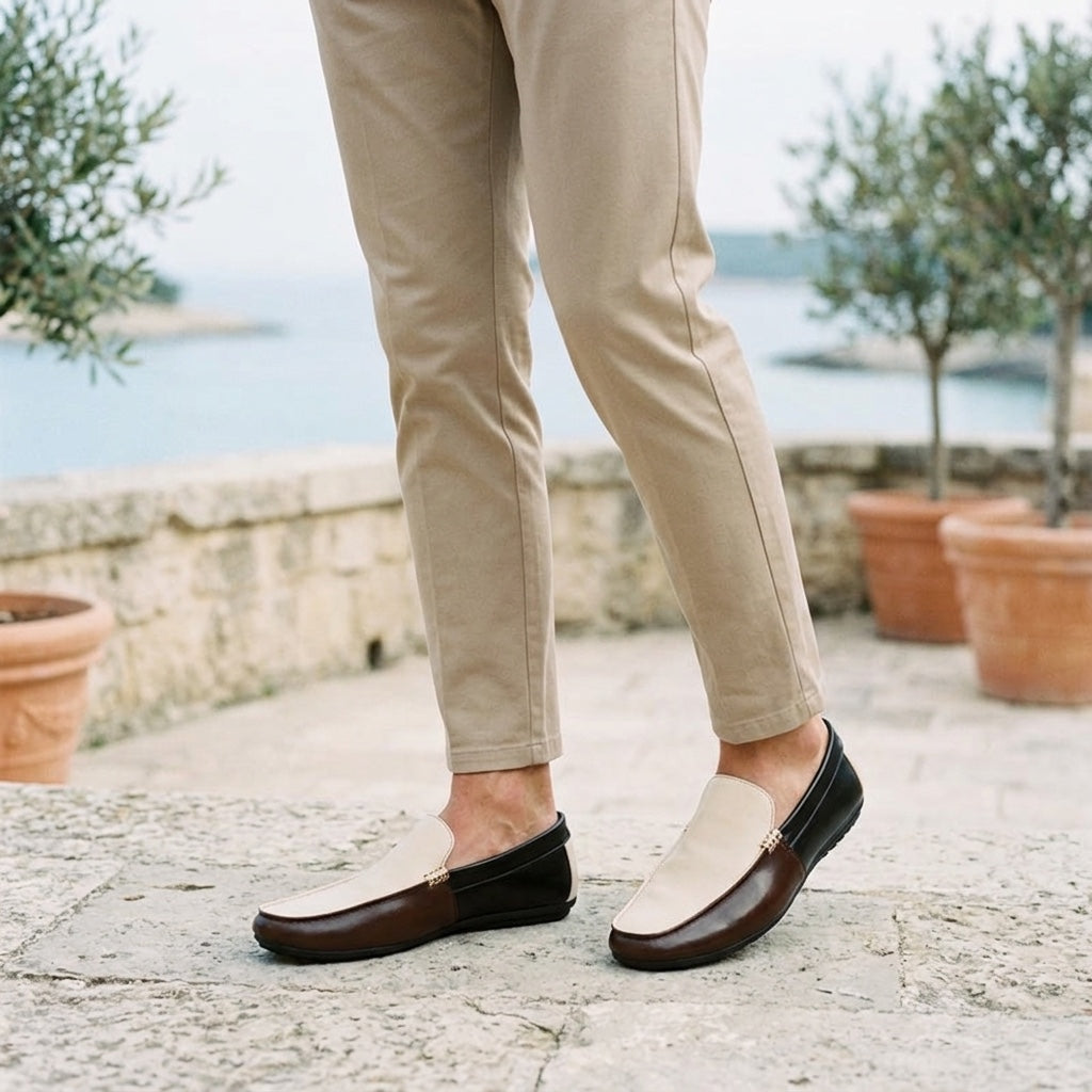 Mocasines sin cordones de dos tonos para hombre-Footwear for men-Casaluzia