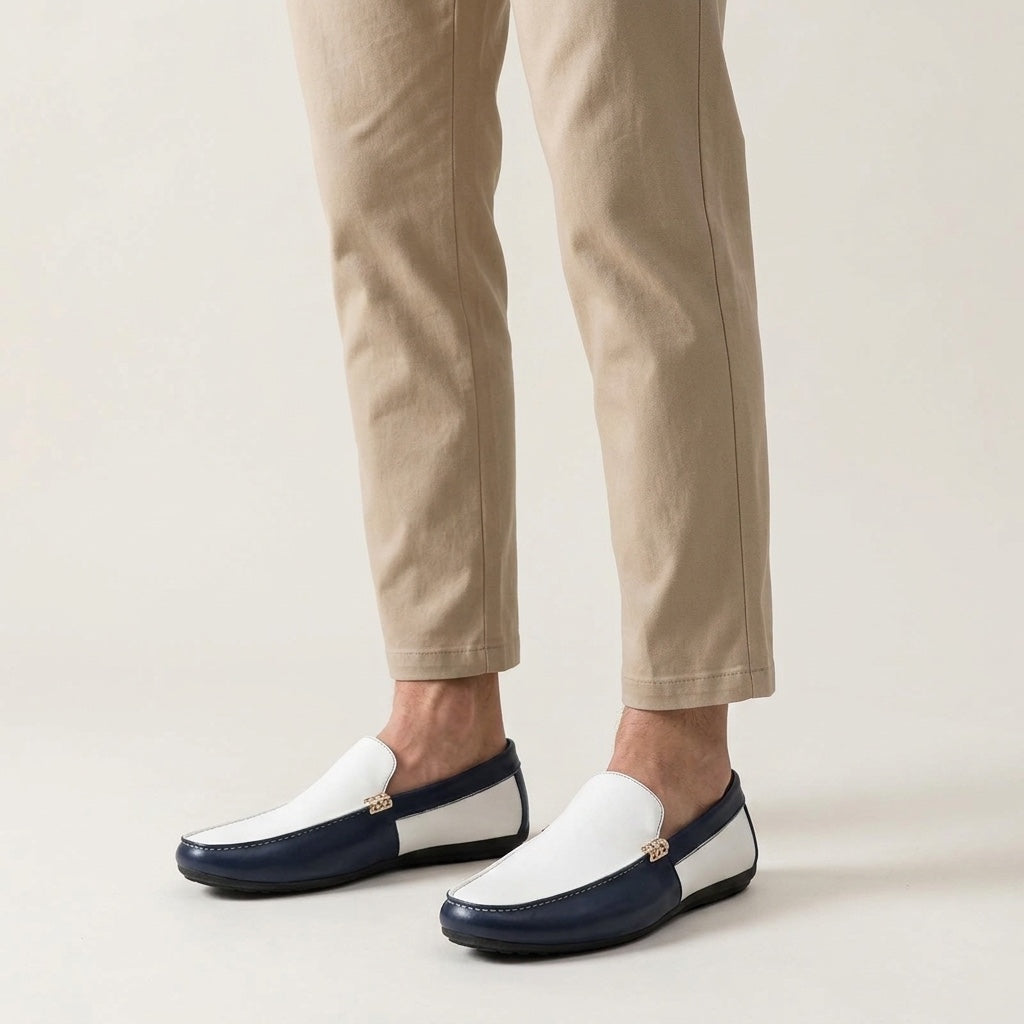 Mocasines sin cordones de dos tonos para hombre-Footwear for men-Casaluzia
