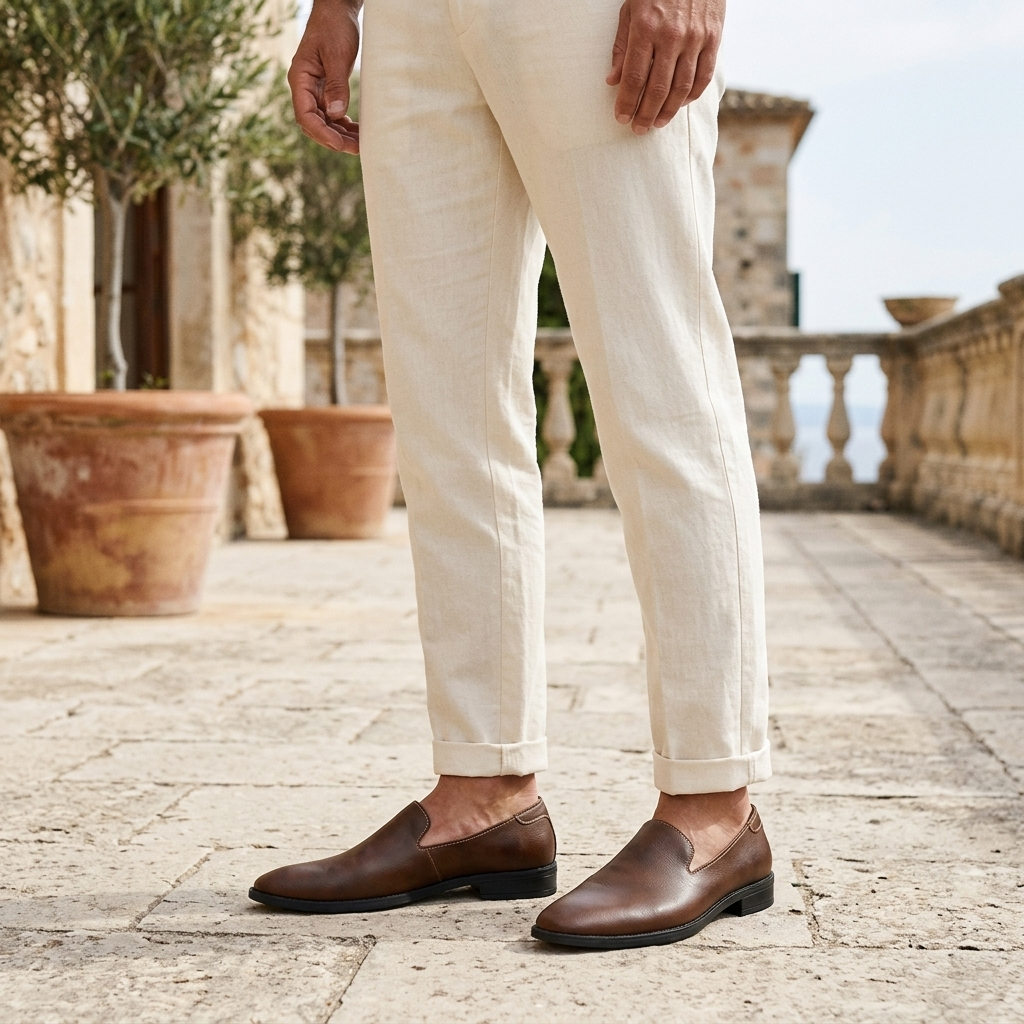Mocasines sin cordones para hombre con acabado texturizado-Footwear for men-Casaluzia