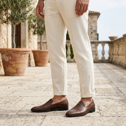 Mocasines sin cordones para hombre con acabado texturizado-Footwear for men-Casaluzia