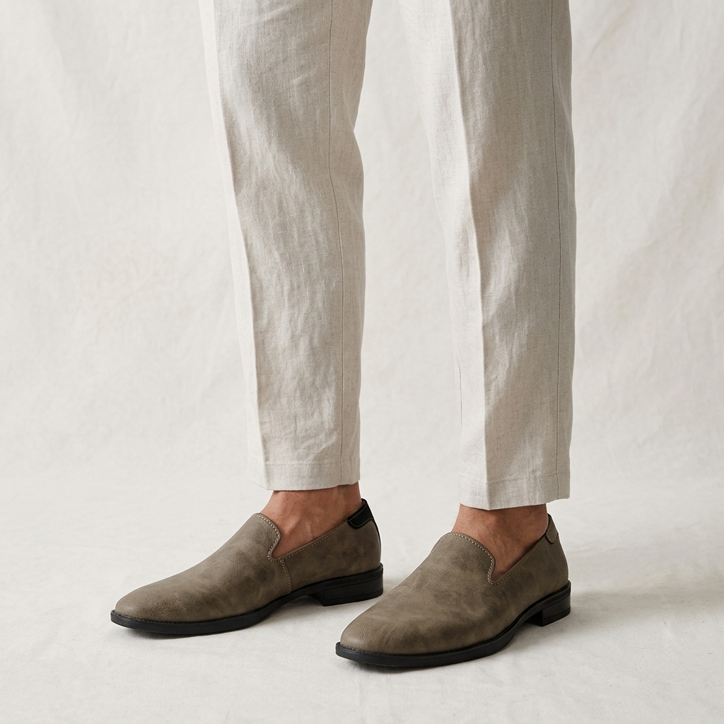 Mocasines sin cordones para hombre con acabado texturizado-Footwear for men-Casaluzia