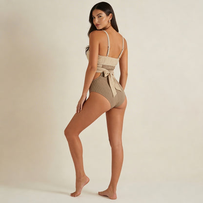 Mujer Bañador de Una Pieza con Textura Acanalada y Aberturas-Swimwear for women-Casaluzia