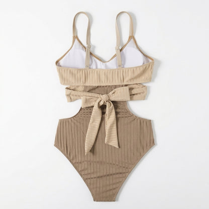 Mujer Bañador de Una Pieza con Textura Acanalada y Aberturas-Swimwear for women-Casaluzia