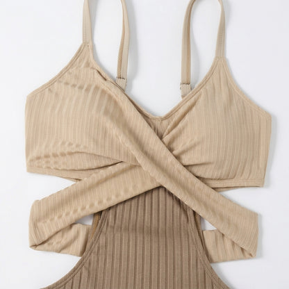 Mujer Bañador de Una Pieza con Textura Acanalada y Aberturas-Swimwear for women-Casaluzia