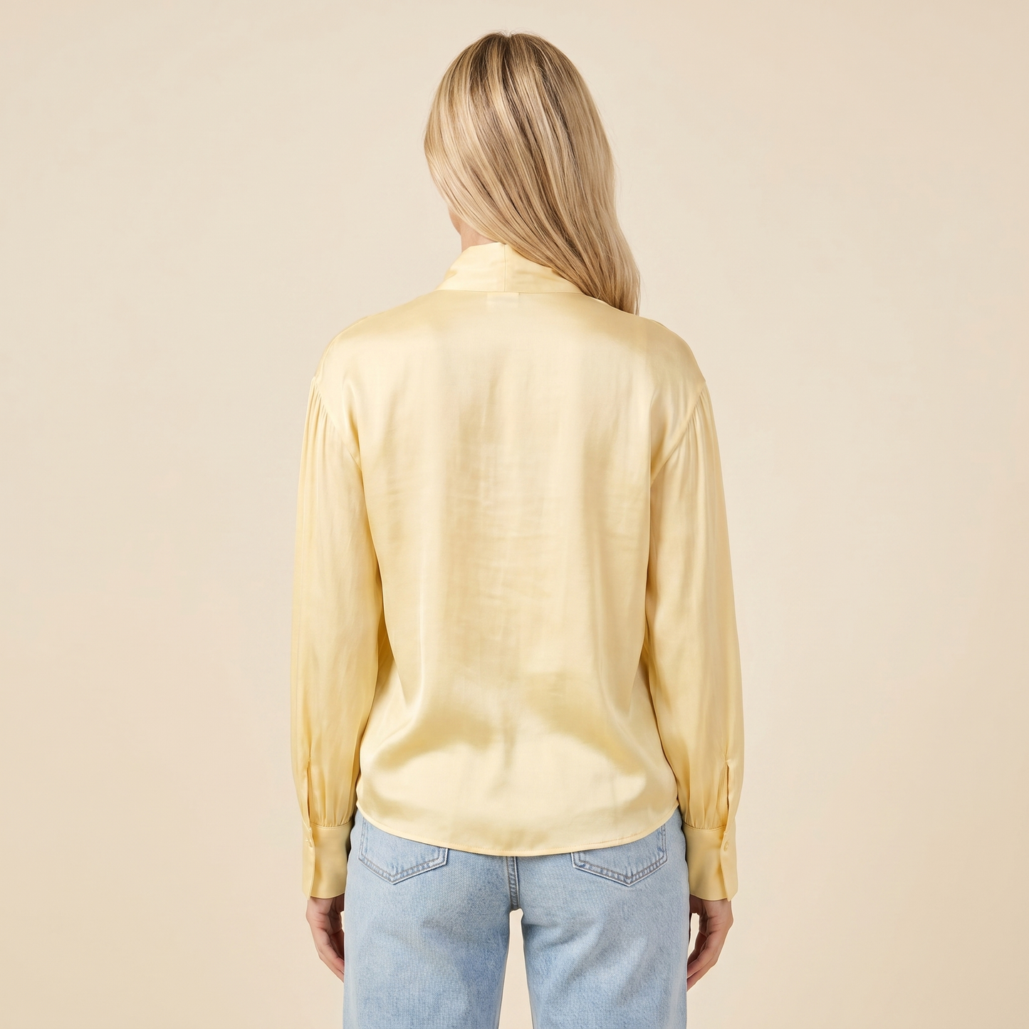 Mujer Blusa con cuello de lazo y mangas largas-Blouse for women-Casaluzia