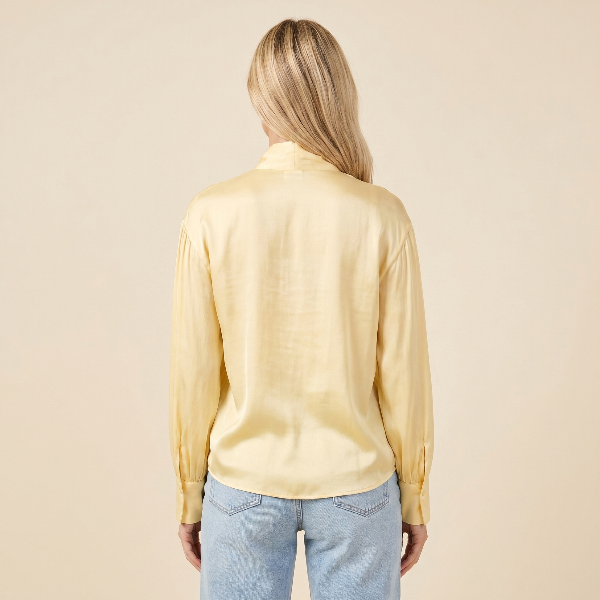 Mujer Blusa con cuello de lazo y mangas largas-Blouse for women-Casaluzia