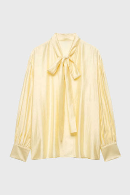 Mujer Blusa con cuello de lazo y mangas largas-Blouse for women-Casaluzia