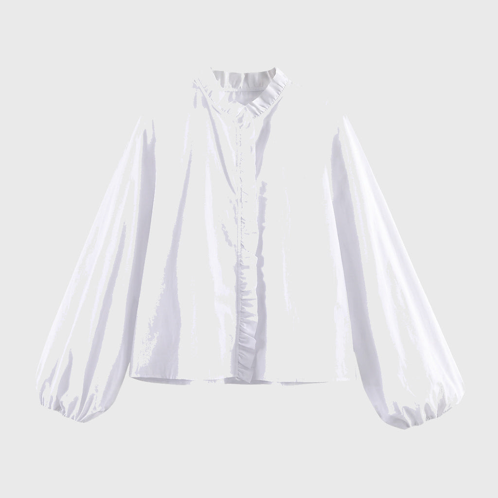 Mujer Blusa con cuello de volantes y mangas largas-Blouse for women-Casaluzia